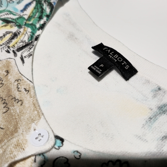 Talbots Coastal Scene Button-Front Shirt - Size Small Petite - Picture 5 of 7